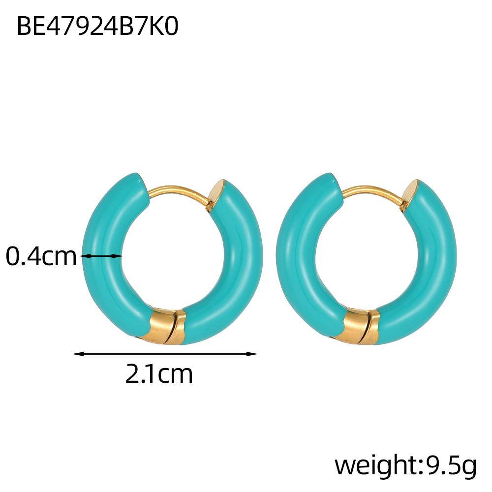 CARLIDANA INS Orecchini a Cerchio Minimalisti Colorati Smaltati Acciaio Inossidabile Multicolori Gocciolanti Orecchini Huggie per Ragazze
