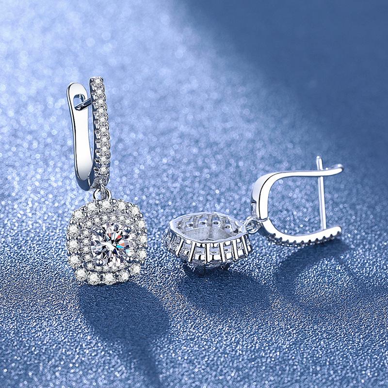 European-American Style Geometric Diamond Earrings, Temperament S925 Silver, Trendy Versatile Women's Jewelry