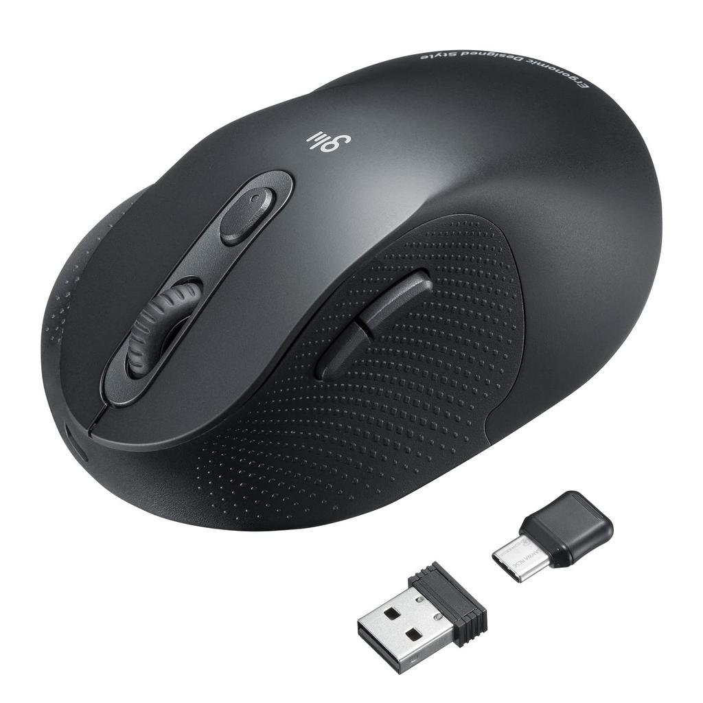 Sanwa Supply Silent Wireless Ergonomic Mouse Black MA-ERGW22