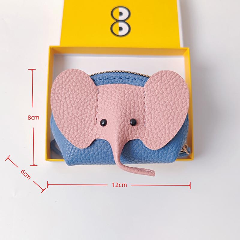 Heißes PU-Leder Baby Elefant Münzbörse Damen Tasche Anhänger Kreativer Kartenhalter Aufbewahrung Lippenstift Umschlag Reißverschluss Geldbörse