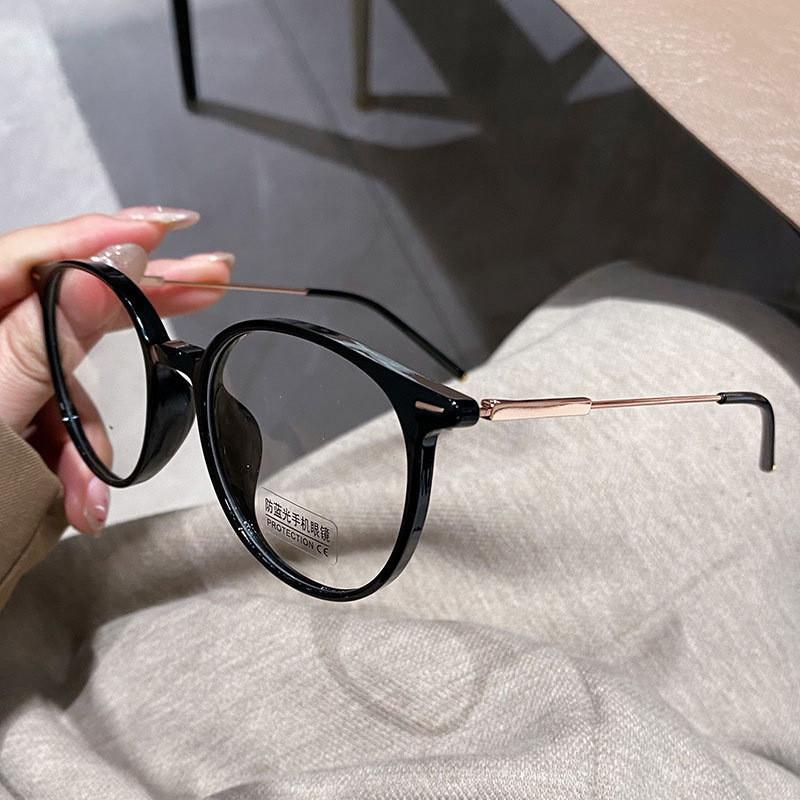 Blue Light Blocking Round Glasses With Metal Frame For Stylish Office Wear
