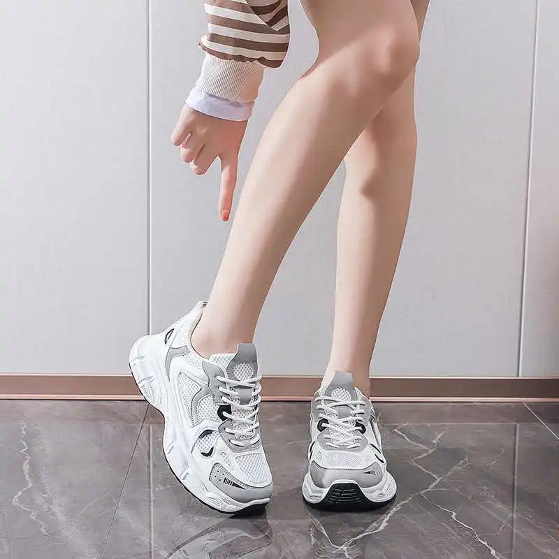 Fashion Low Ventilation Womens High-soled Sneakers Oxford Stiletto High Heels Shoes Platform Punk Sports Products Visitors