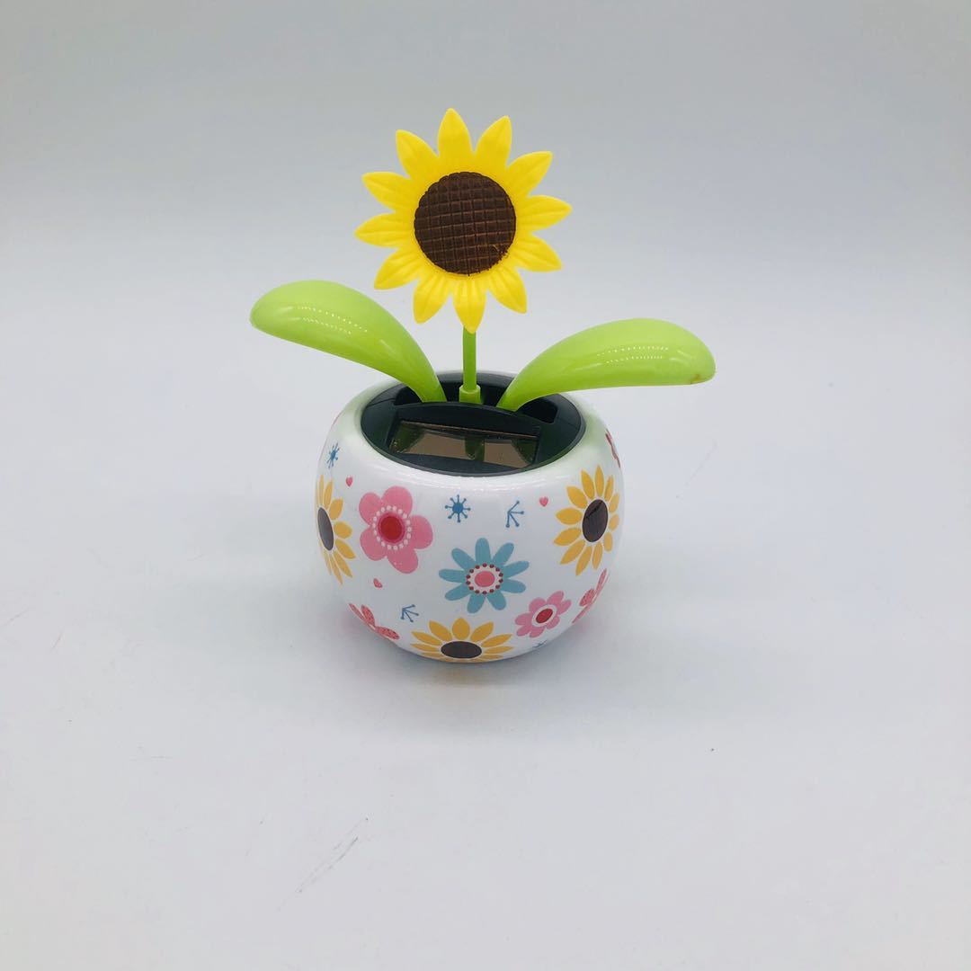 

2026 Flower Pot Solar Powered Dancing Ornaments Windowsill Car Decorations