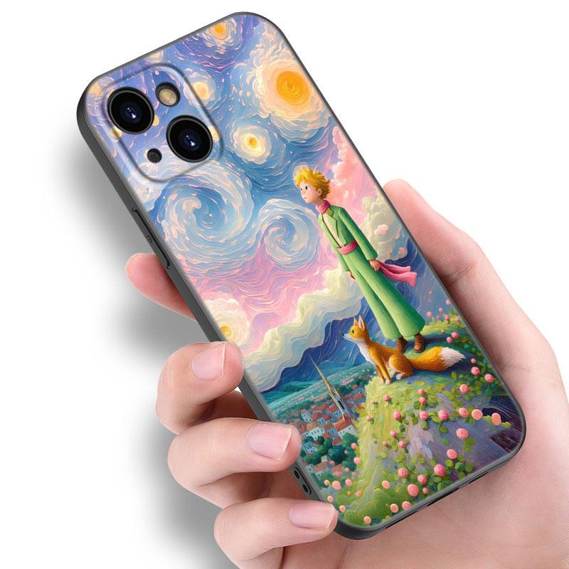 Etui na telefon Mały Książę dla Apple iPhone 12 13 Mini 11 14 15 Pro Max 7 8 Plus X XR XS SE 2020 2022 Czarne silikonowe etui