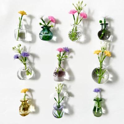 Mini-Vasen-Magnet für Kühlschrank Glasblumenröhren Winzige magnetische Knospenvasen für Heim- und Bürodekoration