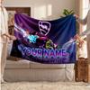 Rocket League Personalized Flannel Blanket, Custom Printed Text Name, Warm Soft Blanket For Couch Bed