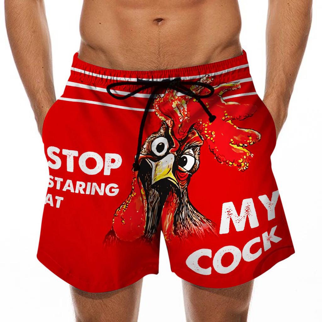 Men's 3D Turkey Head & Banana Print Swim Shorts