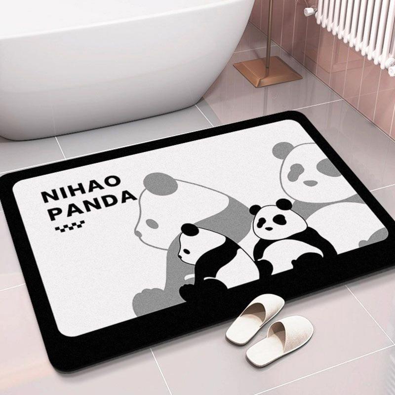 Cartoon Panda Diatom Mud Mat Bathroom Quick Drying Absorbent Non-slip Foot Mat Toilet Door Cushion Easy To Clean