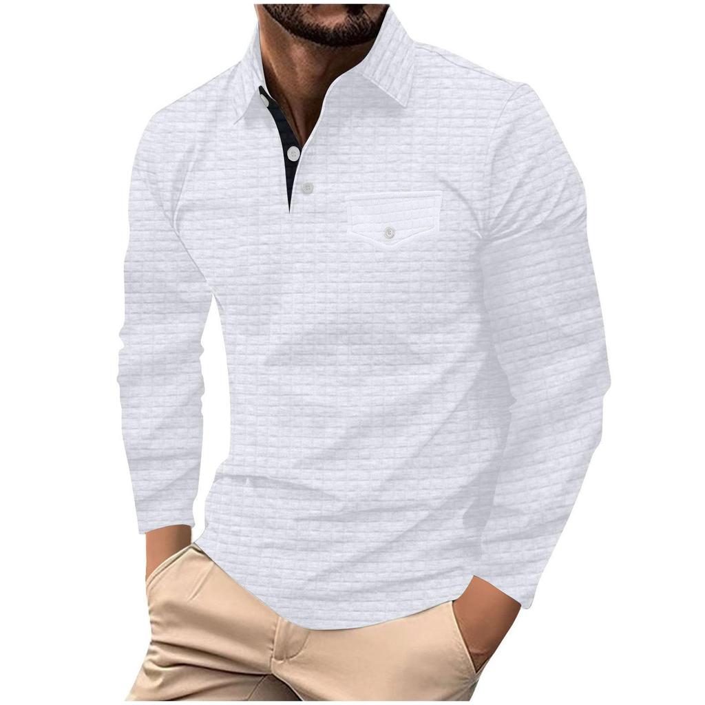 2026 Spring and Autumn Men's Long Sleeve Checkered Polo Shirt Casual Sports Polo Shirt Men's Fashion Autumn Tops