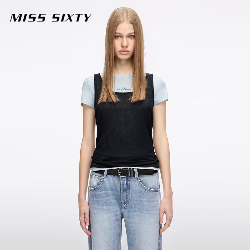 MISS SIXTY 2026 Spring Layered Color-block T-Shirt