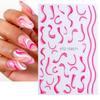 6PCS Colorful Wavy Line Nail Art Stickers 3D Self-Adhesive Nail Decals Design Nail Decoration