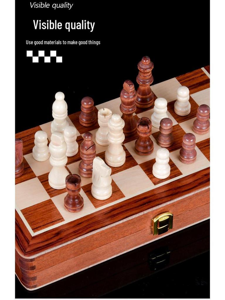 Premium Rosewood Magnetic Foldable Chess Set - High-Quality International Toy