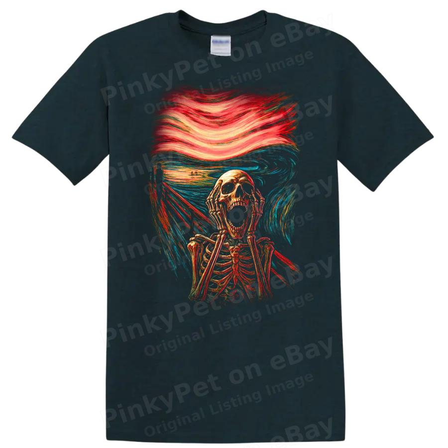 Skeleton Scream T Shirt Horror Art Design Graphic Tee Perfect for Halloween