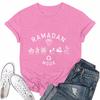 Girls casual loose printed T-shirt round neck pullover short sleeve top