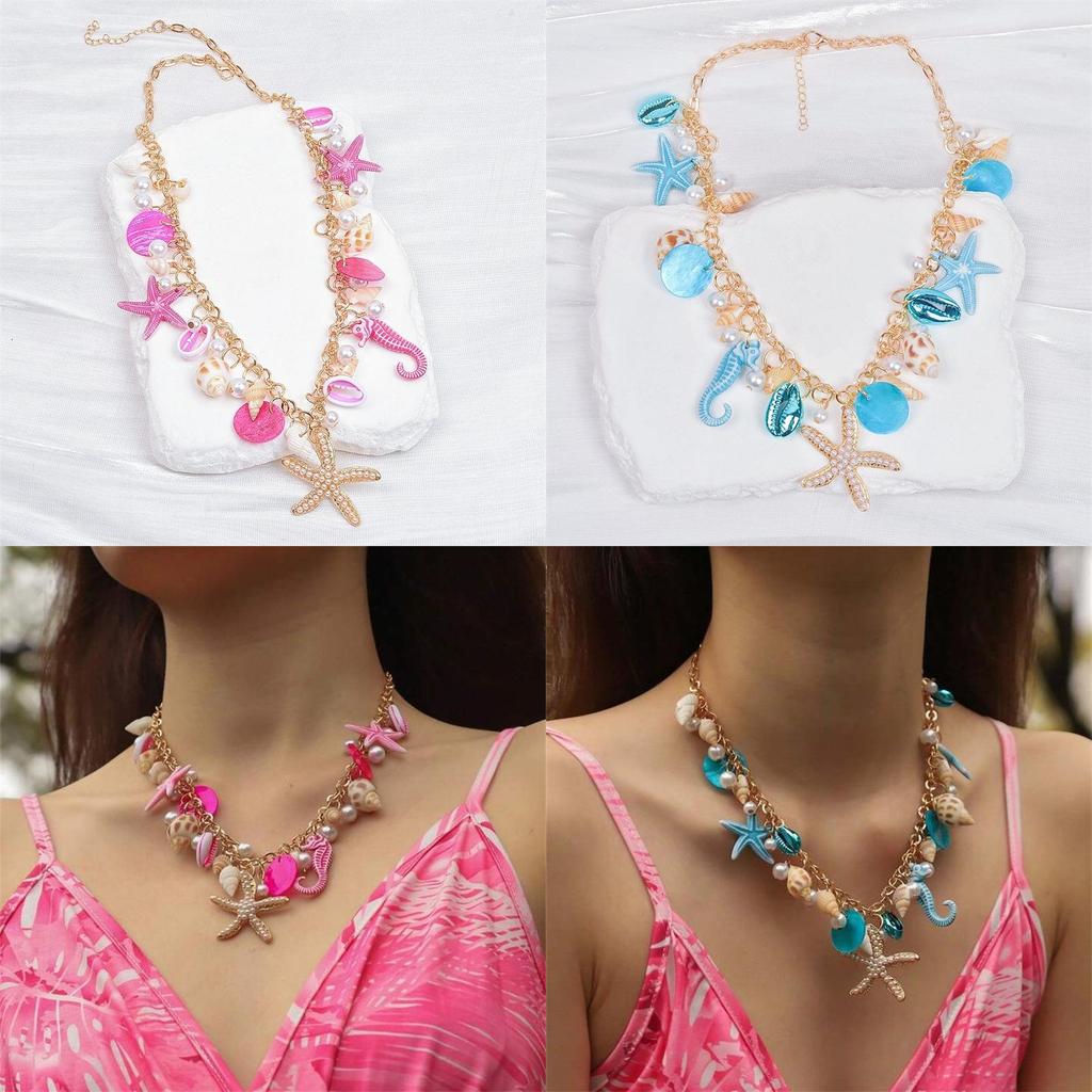 Beach Shell Necklace With Heart Shape Pendant And Zinc Alloy Chain For Women