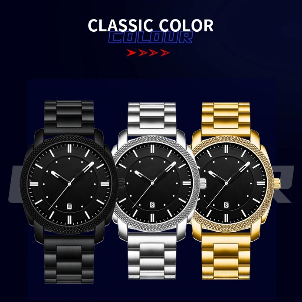 Men Watch Stainless Steel Business Style Waterproof Leisure Quartz Wristwatch