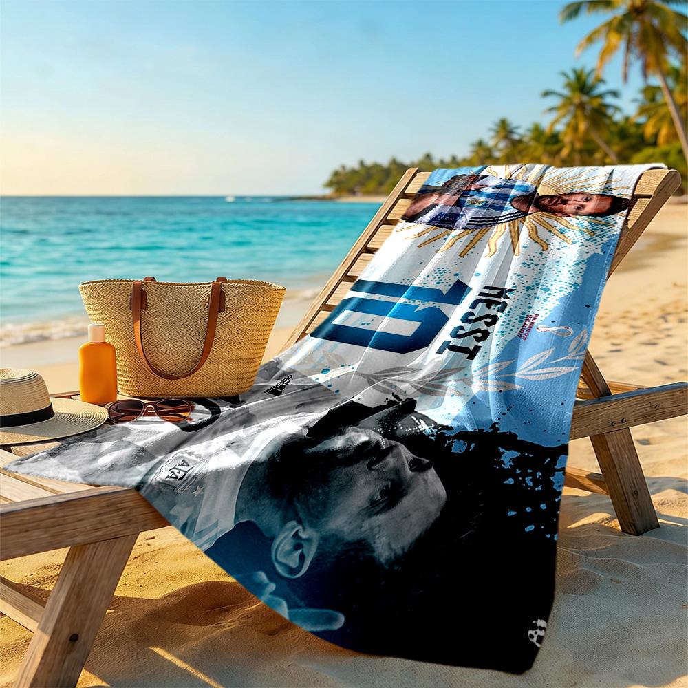 Messi Strandtuch Weich Langlebig Schnelltrocknend Bequem Leicht Ideal für Reisen, Outdoor, Schwimmen, Pool, Yoga, Surfen, Camping, Wandern, Fitnessstudio, Geschenk, Urlaub