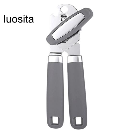 Abrelatas, abridor de cerveza de acero inoxidable liso, perilla giratoria, agarre antideslizante, abridor de tapa para barra de cocina casera