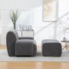 Chenille armchair with stool, vacuum-packed with 30D high-elasticity foam filling, assembly-free for living room & small spaces-Gray