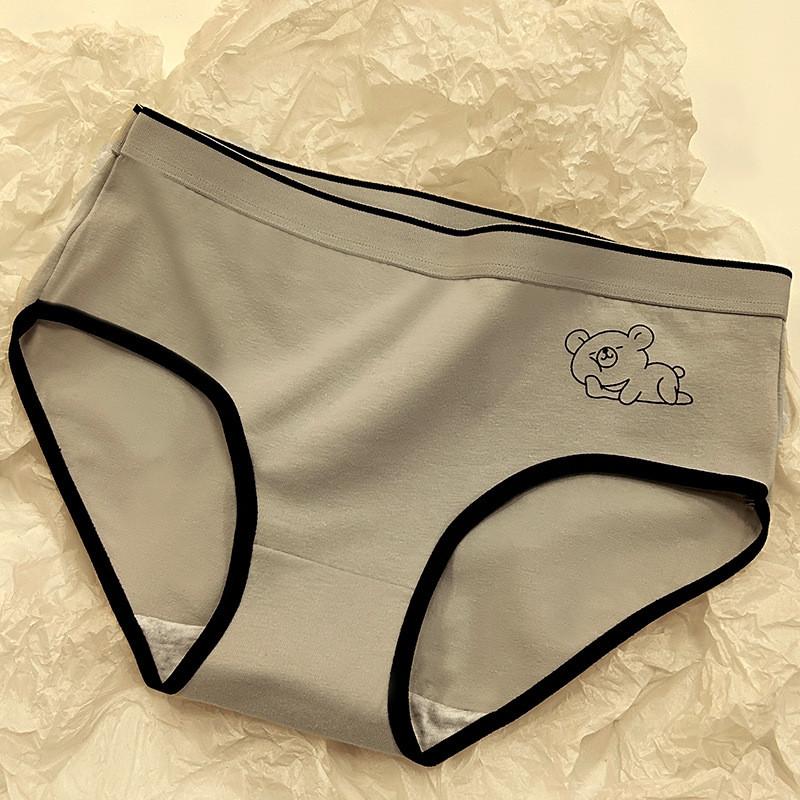 Soft Cotton Underwear For Women Featuring Cute Cartoon Bears In Stylish Mid-rise Design