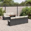 Ensemble de Canapés de Jardin 8 Pièces avec Coussins en Poly Rattan Noir, Canapé de Jardin 2 Places avec Coussins en Poly 3349669