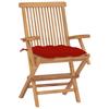 Garden Chairs with Red Cushions 2 Pcs Solid Teak Wood