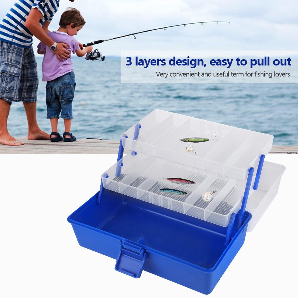 3 Layers Plastic Fishing Tackle Accessory Storage Hodler Box for Lures Hooks