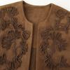 Spring/Summer 2025 Women's Slim Fit Sleeveless Vest with Versatile Embroidery Design in Suede Texture