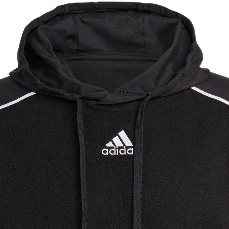 adidas Q4 Fl Hd Embroidered Logo Drawstring Hoodie Long Sleeve Sweatshirt Men Black HL6913