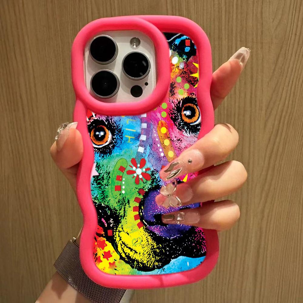 Ae76 Dog Color Doodle Design Art Protective Phone Cases for Samsung S24 Plus S23 Ultra A14 A55 A06 Honor X9b Motorola OnePlus Big Wave TPU Back Cover