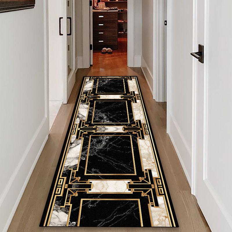 Luxury Modern Carpet Runner Hallway Non-slip Corridor Carpets Golden Aisle Rug Washable Living Room Decoration Long Floor Mats