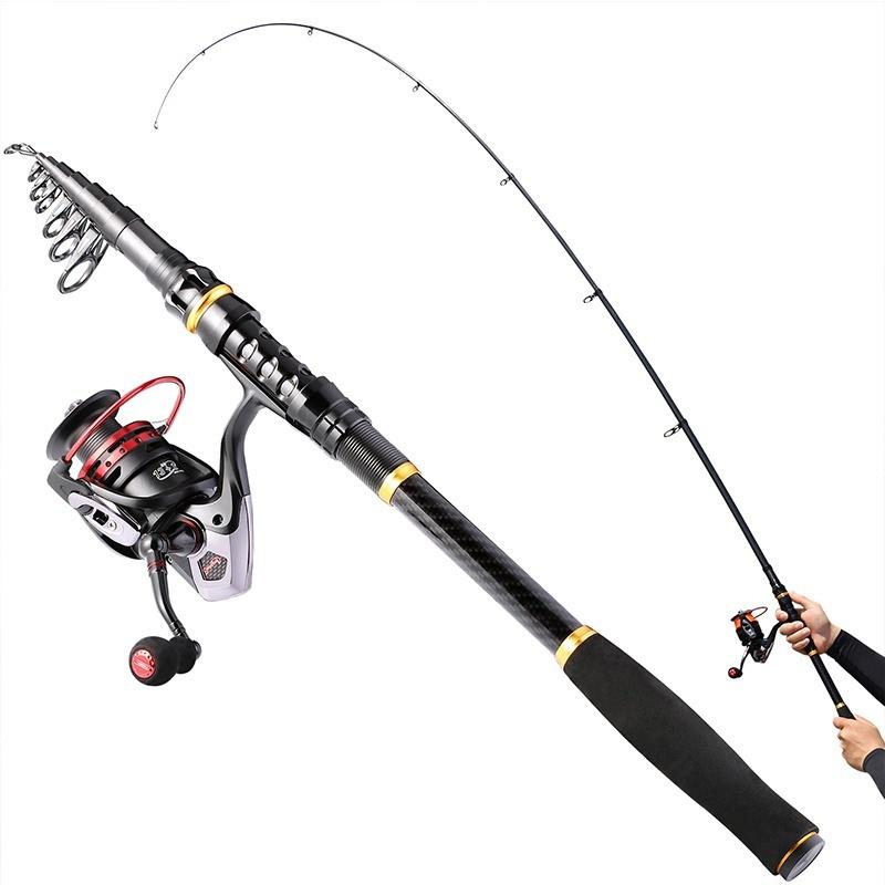 

Набор для спиннинговой рыбалки, телескопические карбоновые катушки Ross и спиннинговые катушки с запасной леской, рыболовные снасти 1.8M&1000 Reel