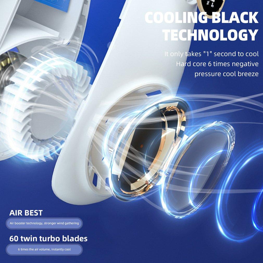 3000 mAh rippuv kaelaventilaator kaasaskantav labadeta ventilaator isiklik kantav kaelarihm lehtedeta ventilaator USB laetav ventilaator mini kaelakee ventilaator