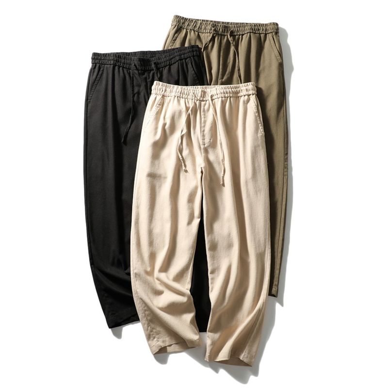 Linen Pants Men's Summer Straight-leg Thin Cotton Linen Pants Export Export to Domestic Sales Men Casual Pants Loose Men's Pants