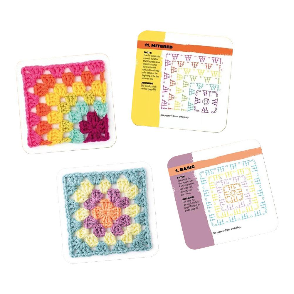 50 Mix & Matchs Designs Crochet Cards DIY Knitted Pattern Cards Set Granny Square Card Deck for Beginners Deck Knitting Kit