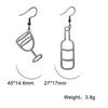 Red Wine Bottle Wine Glass Earrings Asymmetrical Creative Unusual Drop Earring For Women Stainless Steel Jewelry Gift