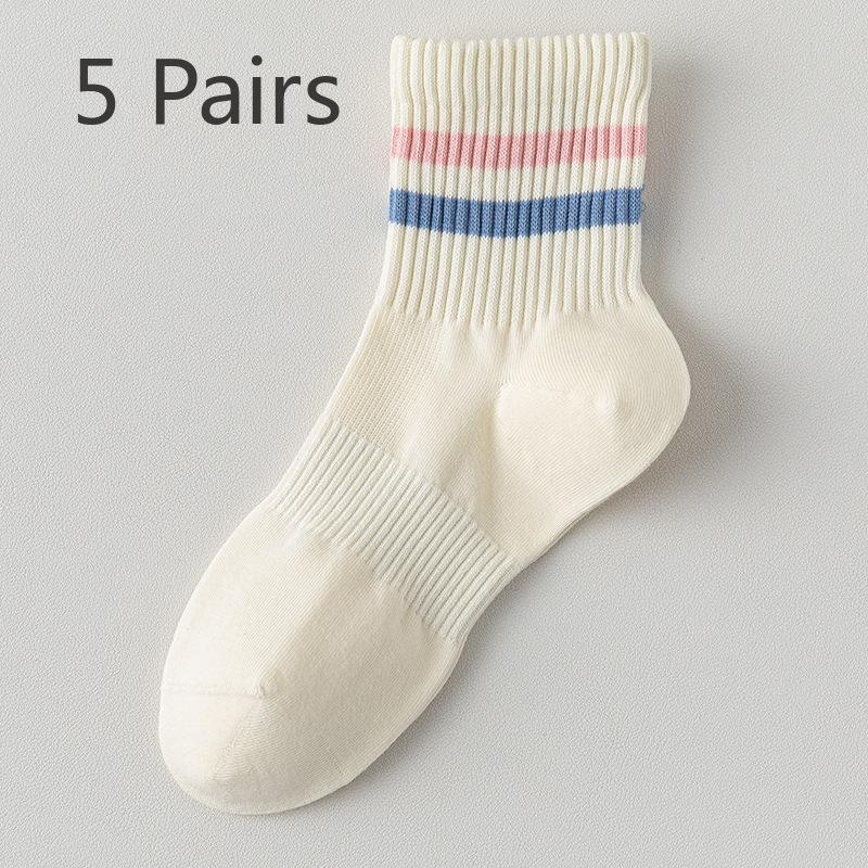 

5 пар женских летних тонких сетчатых дышащих носков из чистого хлопка без косточек с дезодорантом и впитыванием пота 5 Pairs слоновая кость