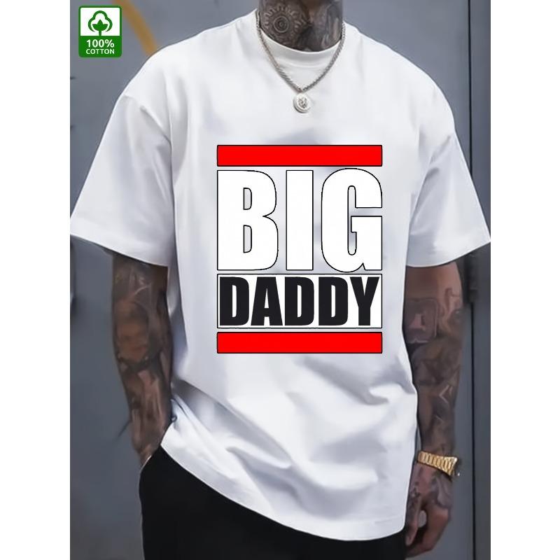 European sizes Men's PLUS BIG DADDY Graphic T-Shirt Plus Size Street Style Loose Fit Soft Breathable Shirt Machine Washable