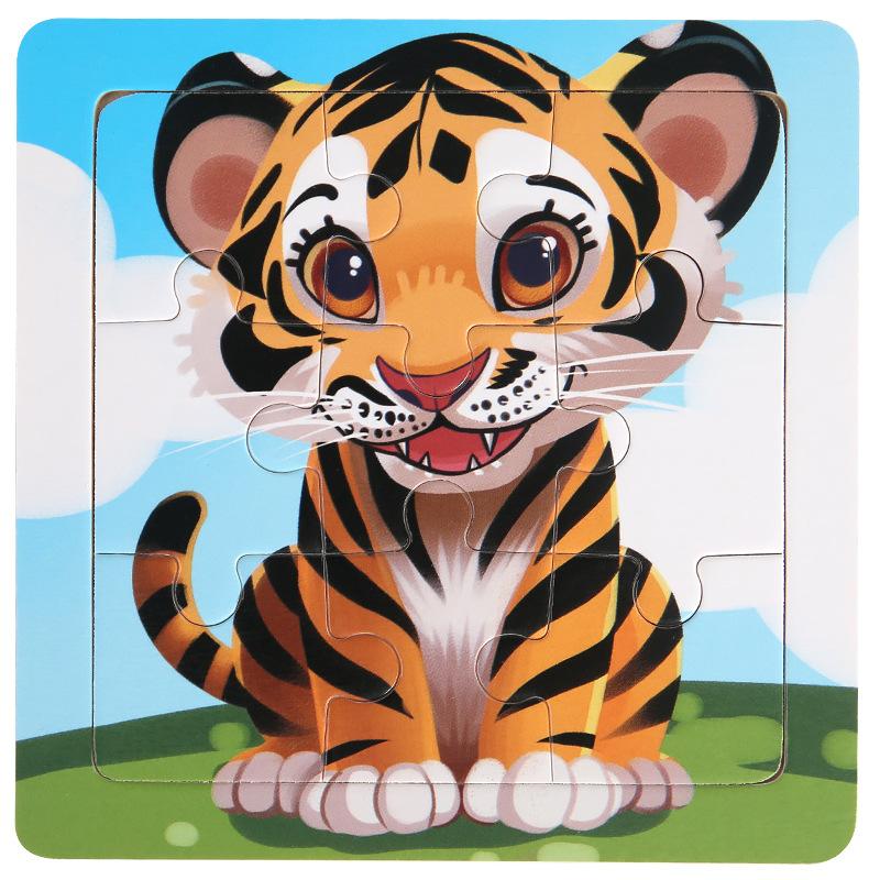 11cm Children Wooden Jigsaw Puzzle Games Cartoon Animal Vehicle Pattern Wooden 3d Puzzle Montessori Educational Toys
