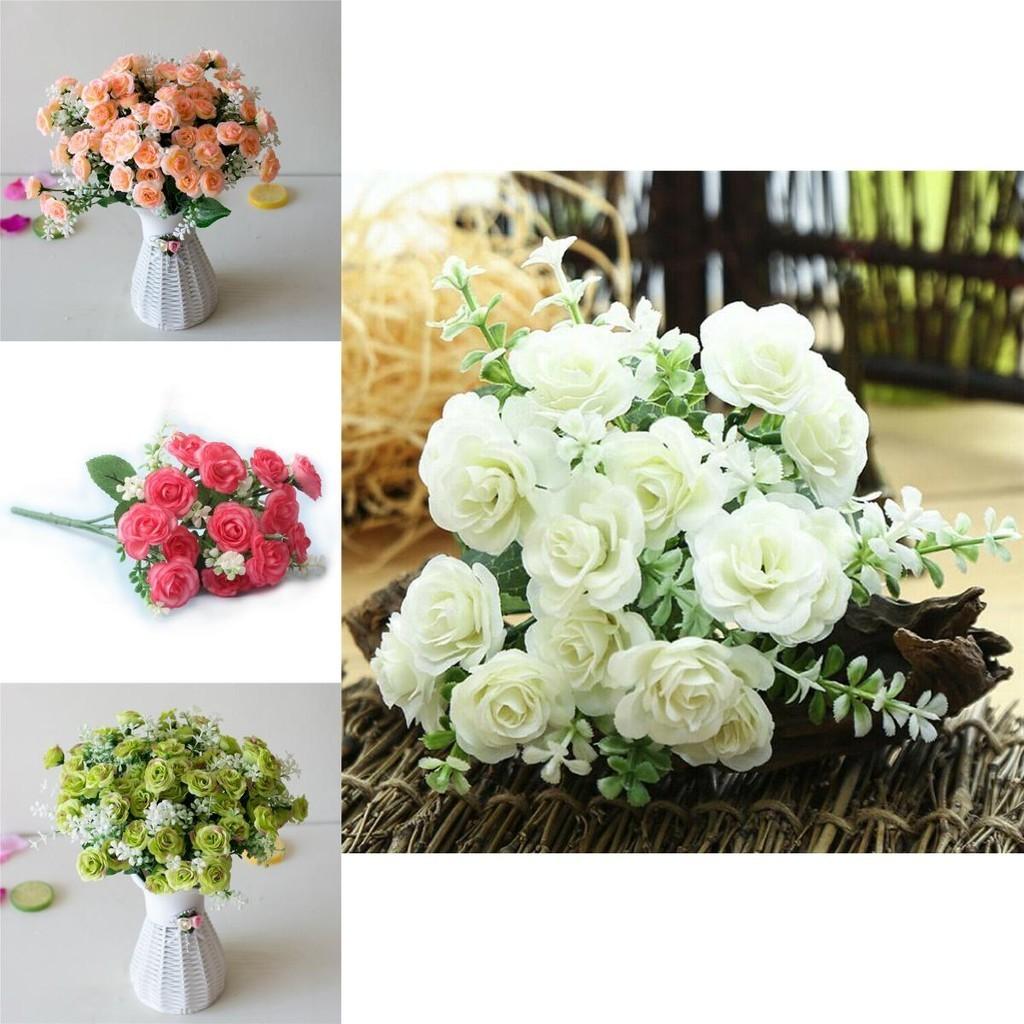 Charming 15 Heads Faux Silk Rose Flower Bouquet Perfect For Indoor And Outdoor Use
