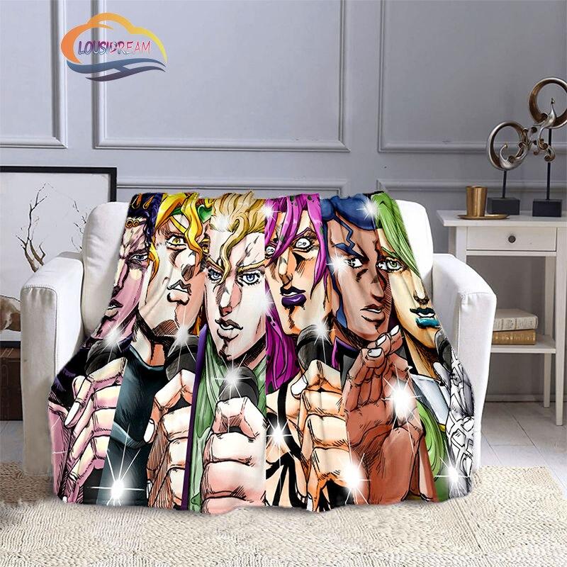 Caricature JoJo’s Bizarre Adventure Stone Ocean Blanket Soft Fleece Throw Blanket Lightweight All Seasons Warm for Couch Quilt