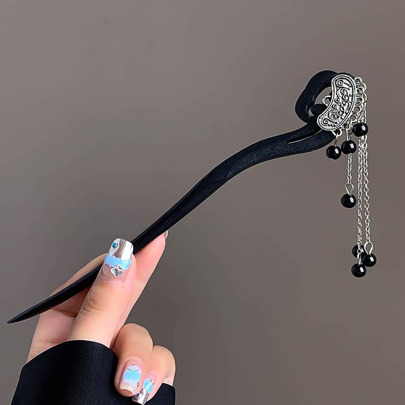 New Chinese Style Lotus Flower Tassel Hair Stick for Women Vintage Metal Safe Lock Chopstick Hair Sticks Hair Accessories