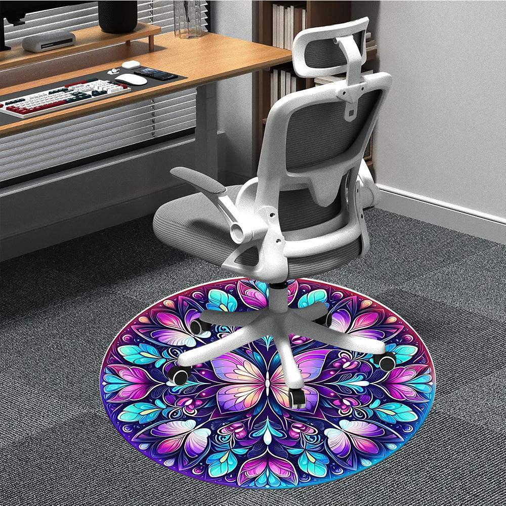 

1pc Butterfly Mandala Chair Carpet for Office Non-Slip, Machine Washable Rug for Office - Holiday DecorMachine Made yy251029098 80cm by 80cm