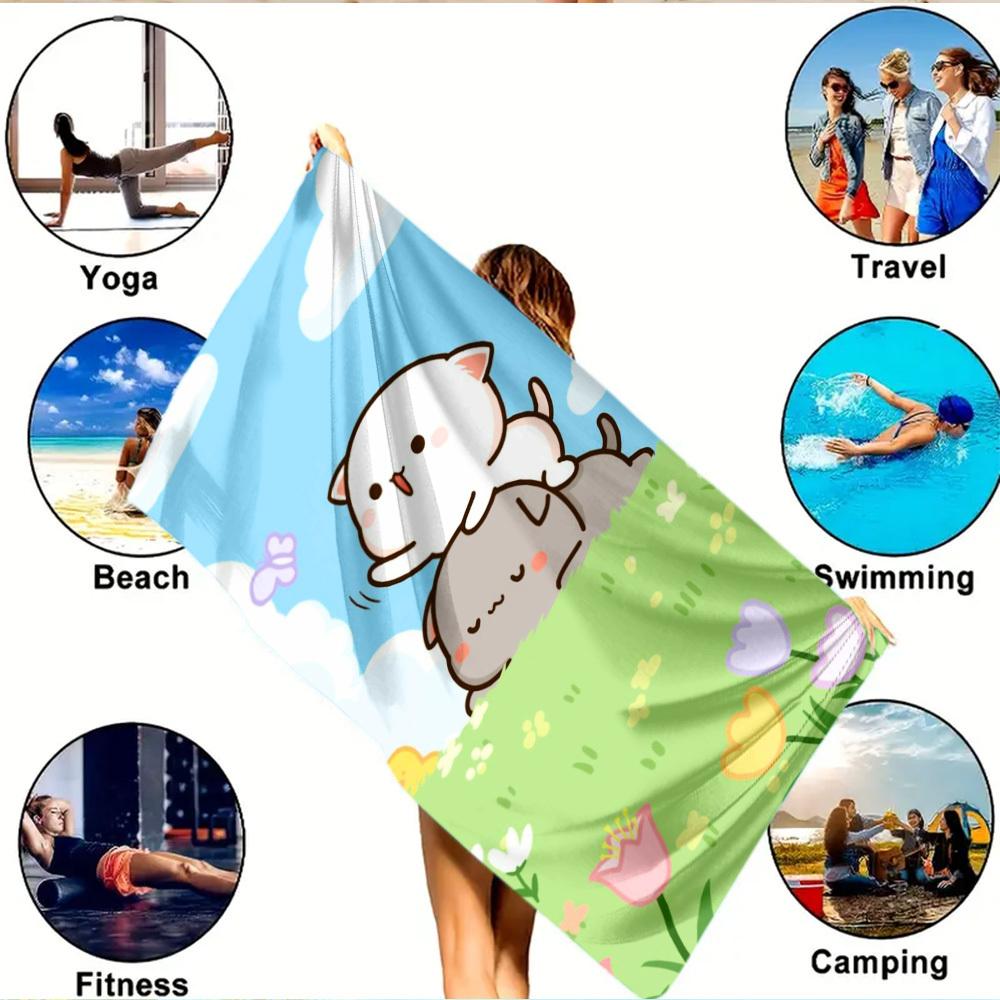 Süßes Cartoon Bubu Dudu 1 Stück Bedrucktes Strandtuch, Weich, Saugfähig & Leicht für Urlaub/Reise/Baden/Schwimmen/Yoga/Fitness