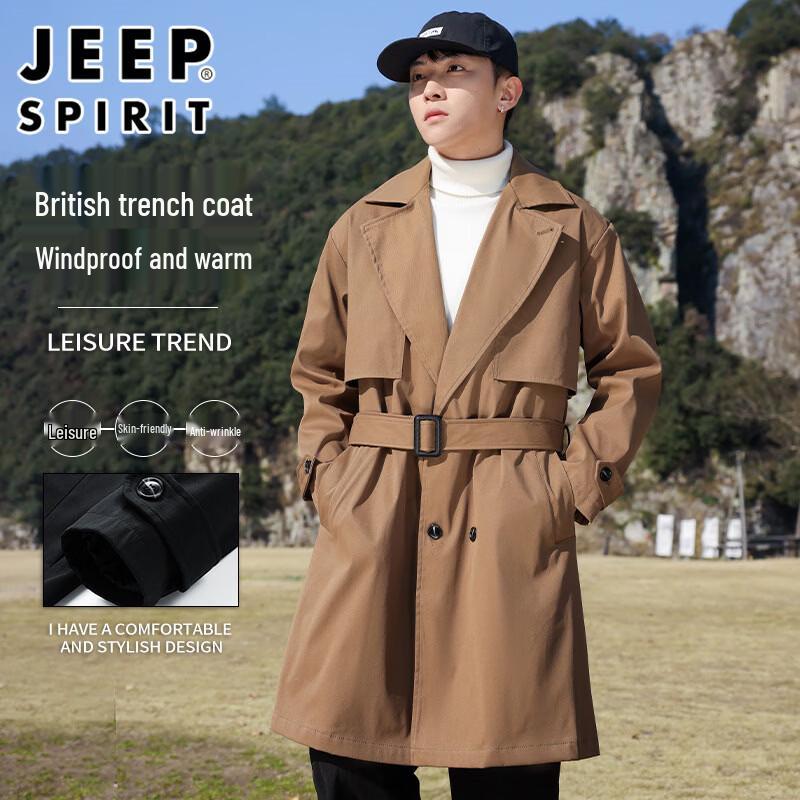 

JEEP SPIRIT Men s Mid-Length Autumn/Winter Trench Coat XL