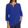 Blouse Décontractée pour Femme à Manches 3/4 et Col en V Légère, Respirante, Parfaite pour les Tenues de Printemps et d'Été
