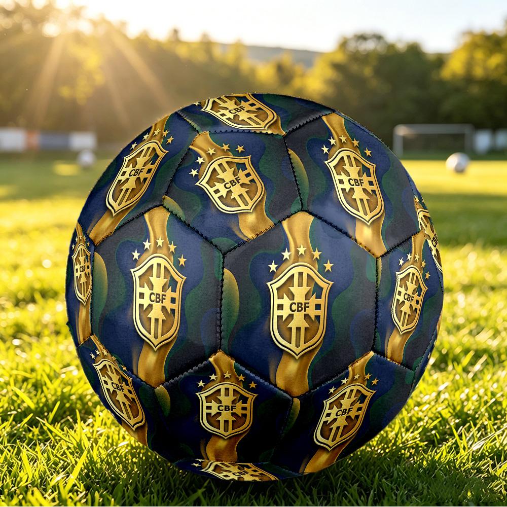 Brasilien Fußball Aufdruck Größe 5 Fußball Ball Verschleißfest Standard Erwachsenen Trainingsfußball Fan Geschenk für Indoor Outdoor Spiel Sport