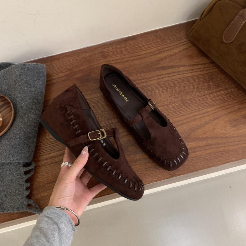 Inner heightening retro suede small leather shoes women's shoes 2025 spring and autumn Mary Jane single shoes French gentle evening shoes