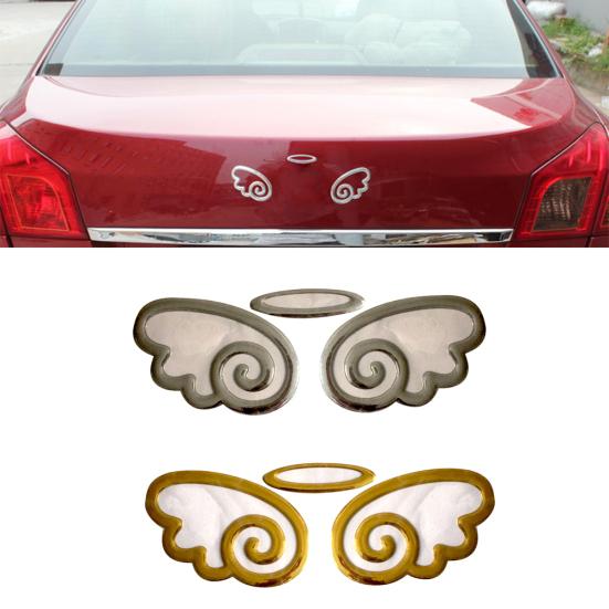 Car Styling Lovely 3D Angel Wings Sticker Vehicle Body Logo Decal Decoration
