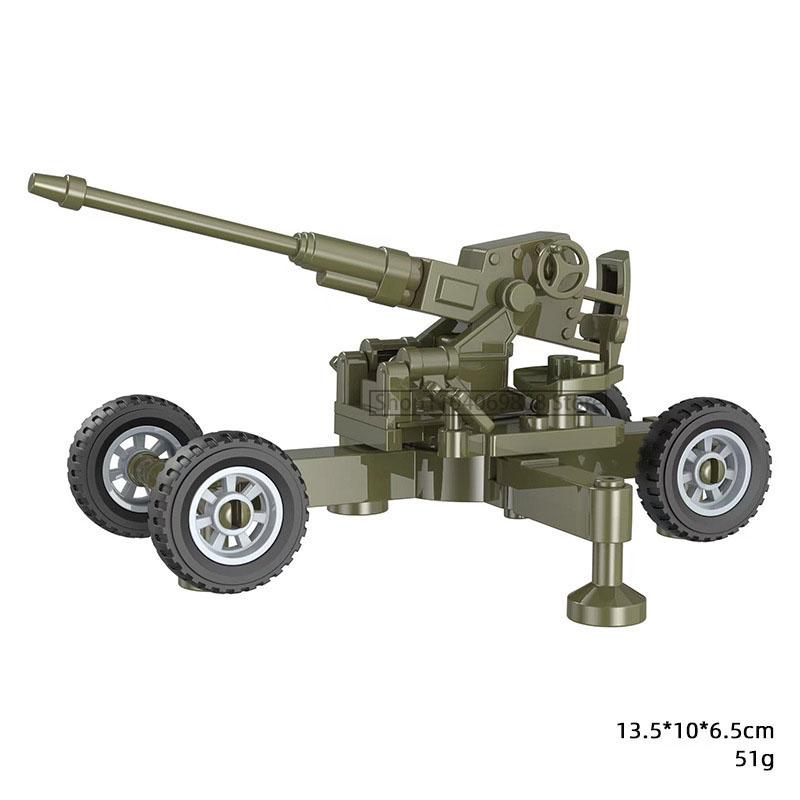 Military Building Blocks Soldier 88mm Flak Gun Cannon Rocket Artillery Military Army War Weapons NSV Backpack Assembly Brick Toy